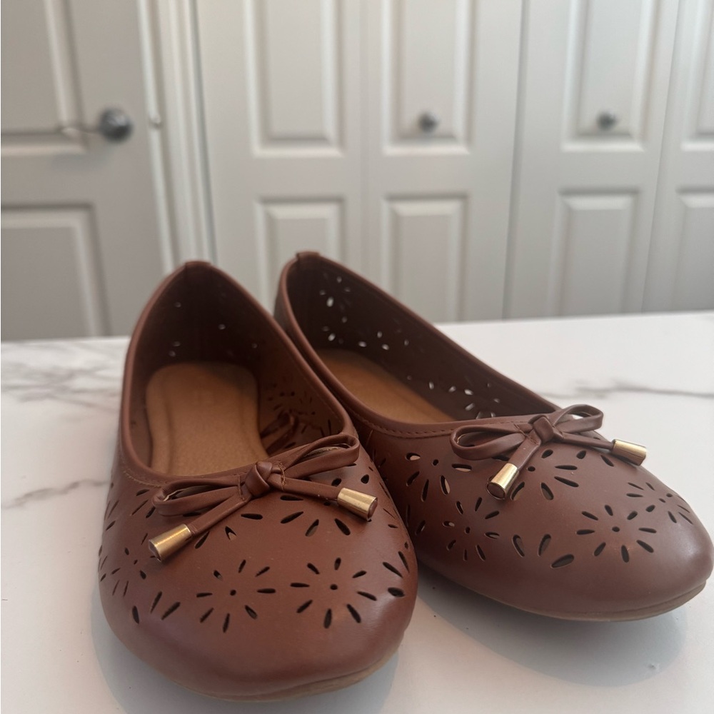 Ardene Brown Flats with Floral Cutouts